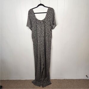 Smash + Tess Animal Print Full Length Wide Leg Jumpsuit Romper Stretch Size 3X